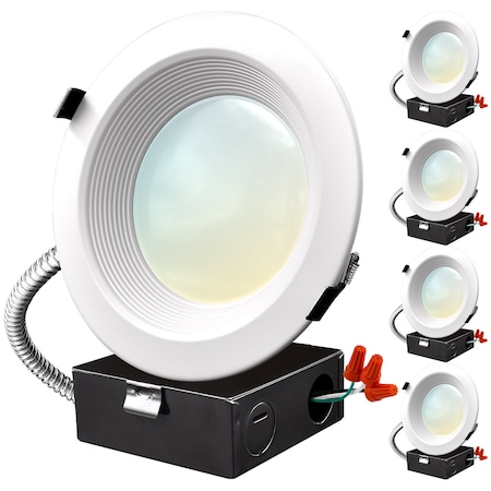 Luxrite 6 Inch Commercial LED Recessed Downlight 3 CCT Selectable 12/16/20W 1140/1520/1900LM Dimmable 4-Pack LR23951-4PK